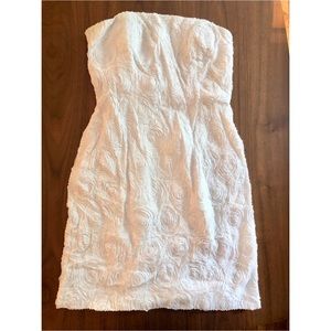 White Calvin Klein strapless dress